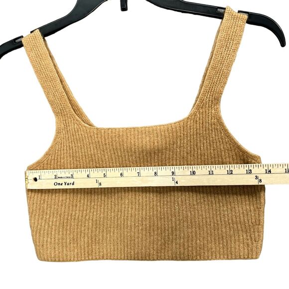Everlane Crop Top Womens M Camel Tan Wool Yak Tank Square Neck Cozy Stretch NEW - Picture 3 of 11